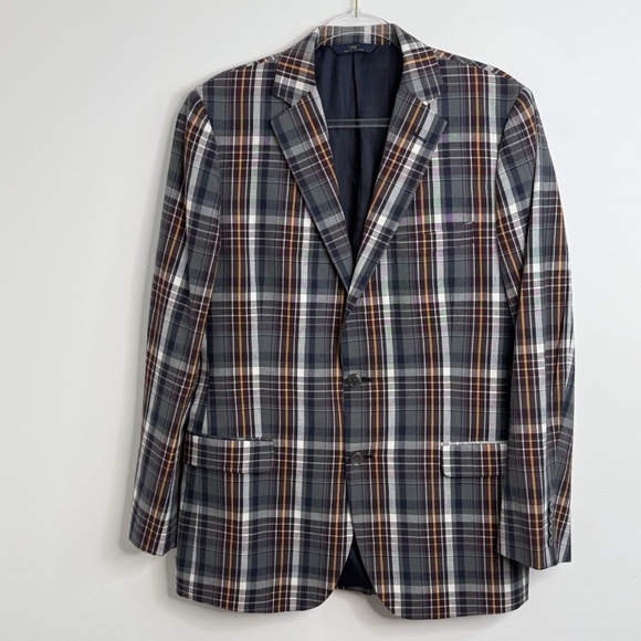 Brooks Brothers Jacket Men 41R Fitzgerald Fit Sport Coat Madras Plaid Preppy 346